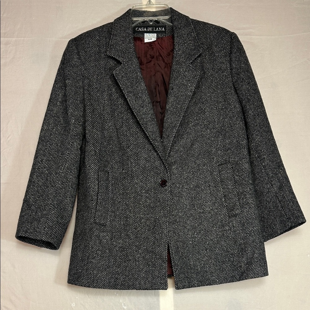 Casa de Lana Women's Gray Blazer vintage fully lined